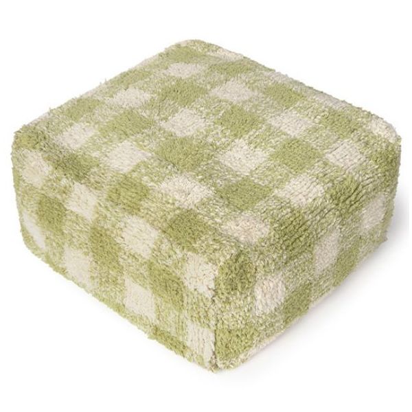 Pouf Lavable Vichy - Matcha