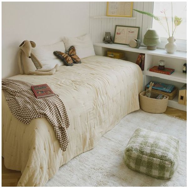 Pouf Lavable Vichy - Matcha