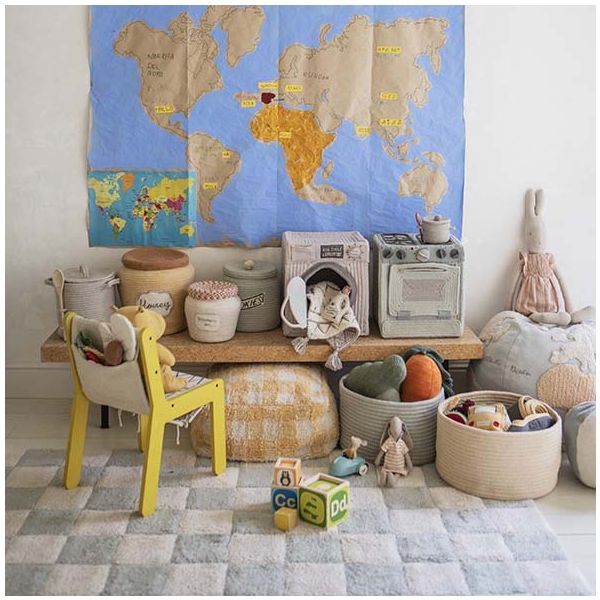 Tapis Lavable RugCycled Kitchen Tiles - Bleu Sauge - 120 x 160 cm