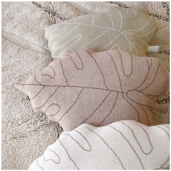 Coussin tricoté Feuille - Olive