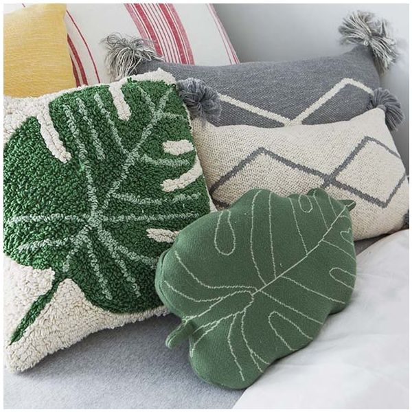 Coussin tricoté Feuille - Vert