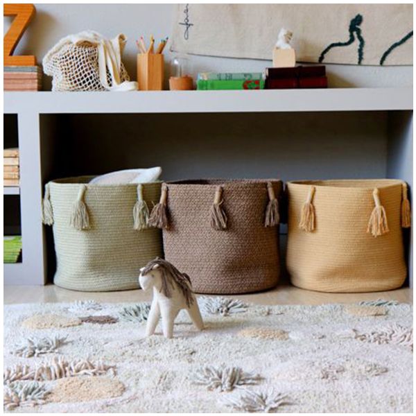 Panier à pompons Woody 30 x 30 cm - Olive