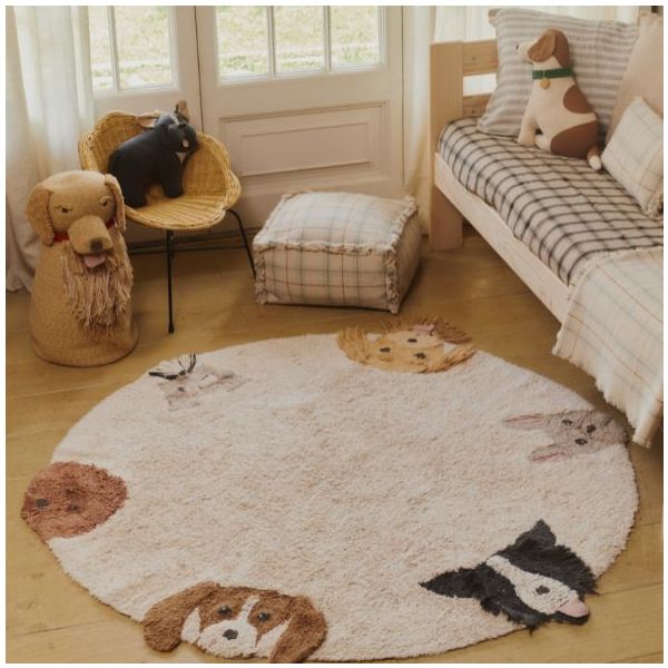 Tapis rond Lavable Chiens - 140 cm