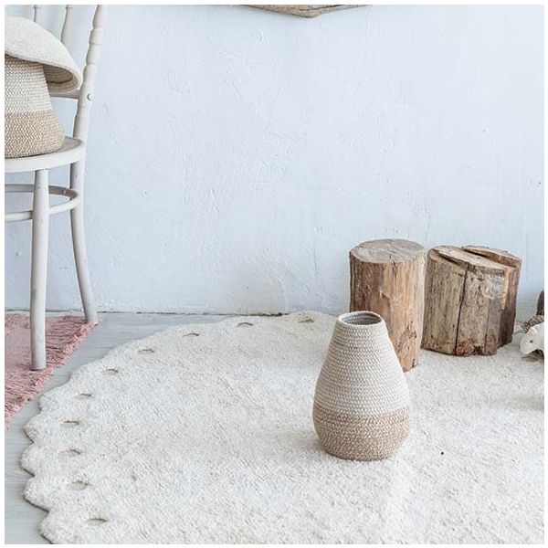 Tapis Lavable Ovale Pomme de pin - Ivoire - 130 x 180 cm