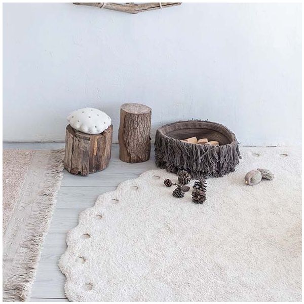 Tapis Lavable Ovale Pomme de pin - Ivoire - 130 x 180 cm