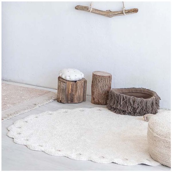 Tapis Lavable Ovale Pomme de pin - Ivoire - 130 x 180 cm