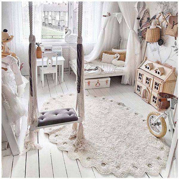 Tapis Lavable Ovale Pomme de pin - Ivoire - 130 x 180 cm