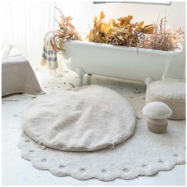 Tapis Lavable Ovale Pomme de pin - Ivoire - 130 x 180 cm