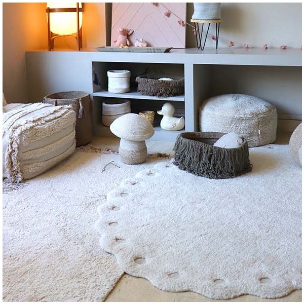 Tapis Lavable Ovale Pomme de pin - Ivoire - 130 x 180 cm