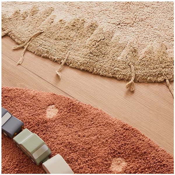Tapis Lavable Rond Pois 140 cm - Pois Châtaigne