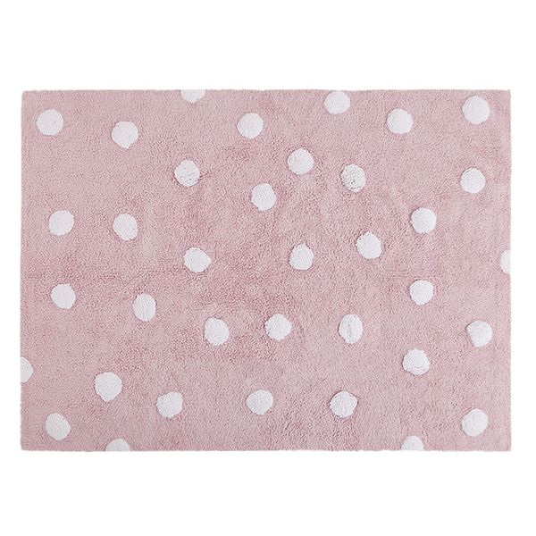Tapis Pois 120 x 160 cm - Rose / Blanc