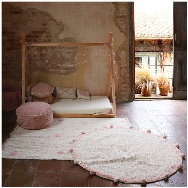 Teppich Hippy Dots 120x160cm - Natur / Rosa