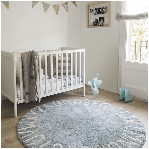 Tapis Rond ABC 150 cm - Bleu gris / Naturel