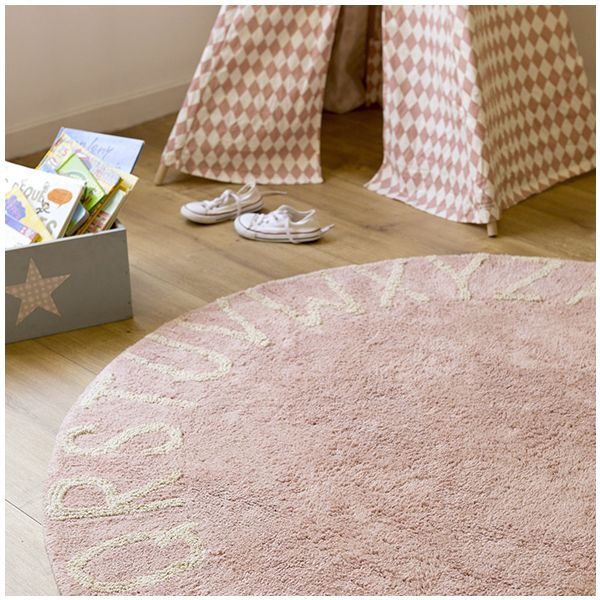 Tapis Rond ABC 150 cm - Vieux rose / Naturel