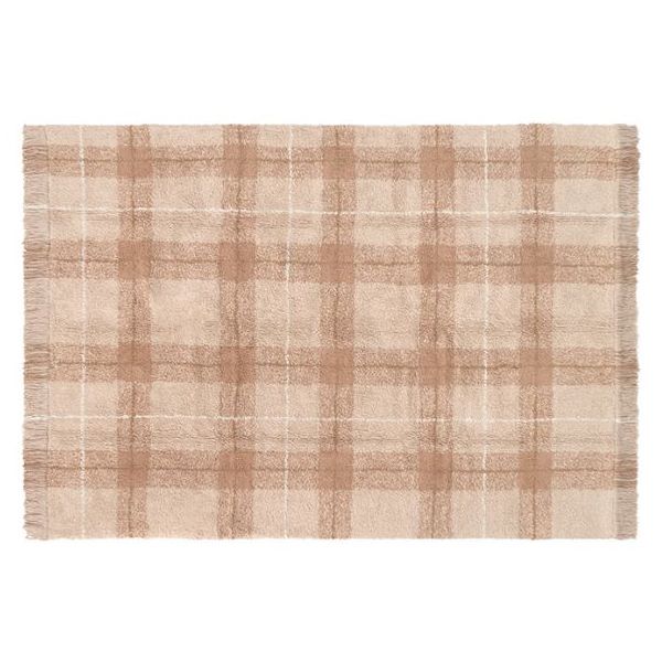 Tapis Lavable Tartan - Rose - 90 x 120 cm