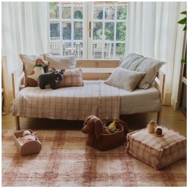 Tapis Lavable Tartan - Rose - 90 x 120 cm
