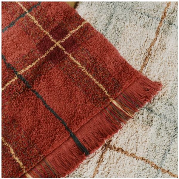Tapis Lavable Tartan - Rouge - 140 x 190 cm