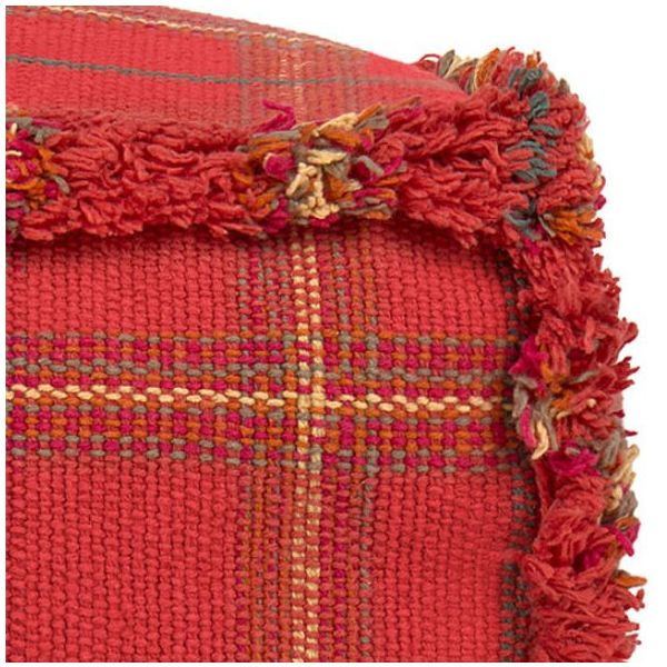 Pouf Lavable Tartan - Rouge