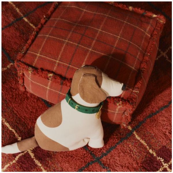 Pouf Lavable Tartan - Rouge