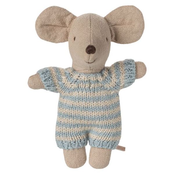 Bébé Souris dans son couffin - Bleu