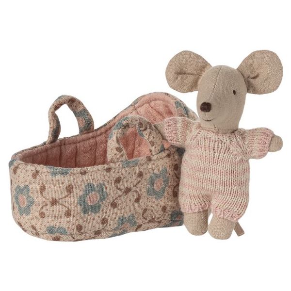 Bébé Souris dans son couffin - Rose