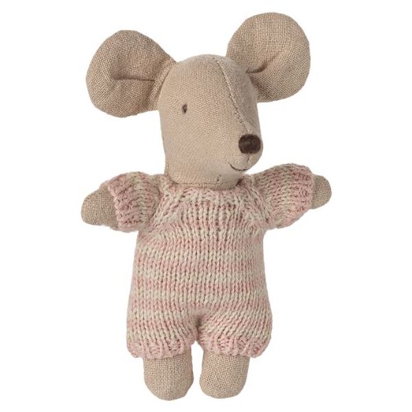 Bébé Souris dans son couffin - Rose