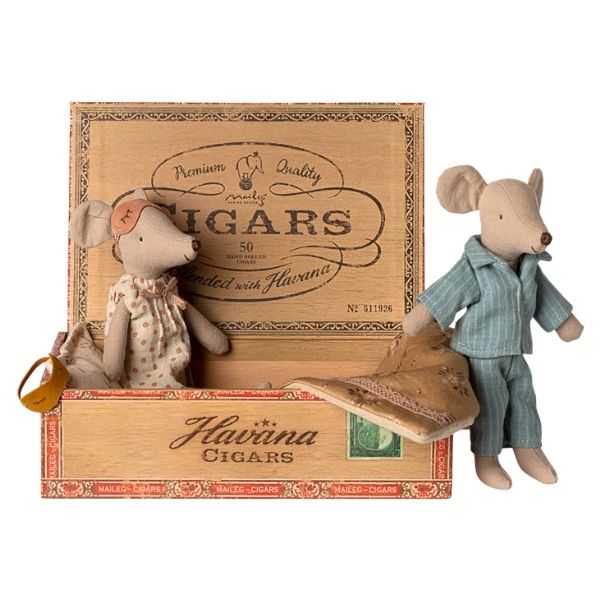Papa & Maman Souris dans leur boîte à cigares
