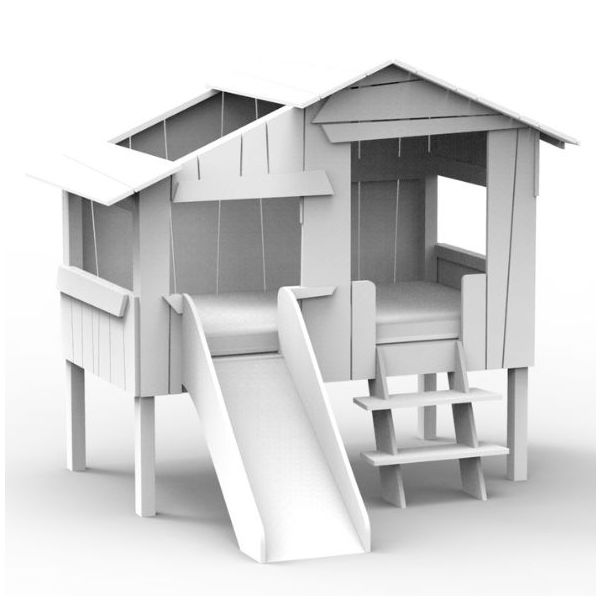 Lit Mini Cabane avec Toboggan