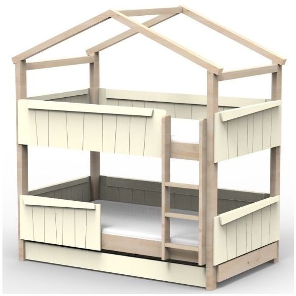 Star Light Convertible Bunk House Bed with Safety Rail and Trundle Bed 120 x 200 cm
