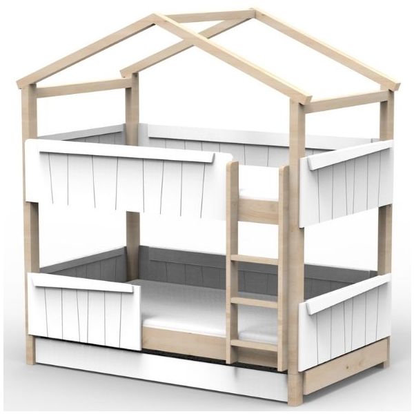Star Light Convertible Bunk House Bed with Safety Rail and Trundle Bed 120 x 200 cm