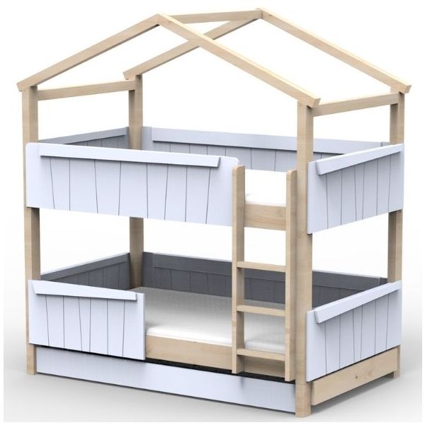 Star Light Convertible Bunk House Bed with Safety Rail and Trundle Bed 120 x 190 cm