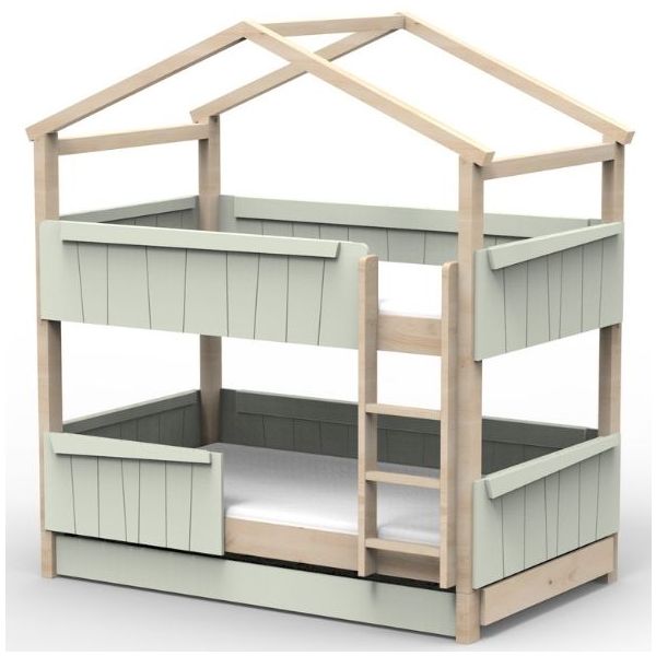 Star Light Convertible Bunk House Bed with Safety Rail and Trundle Bed 120 x 190 cm