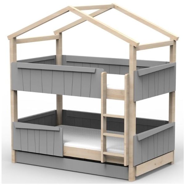 Star Light Convertible Bunk House Bed with Safety Rail and Trundle Bed 120 x 190 cm