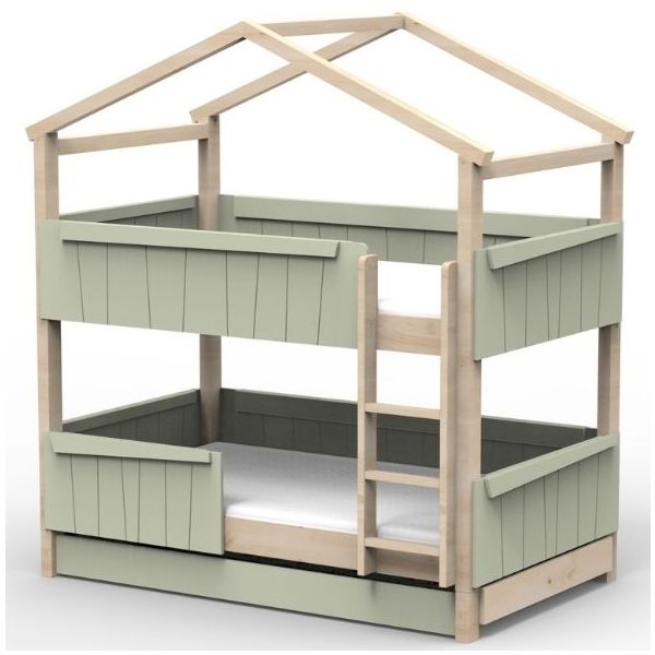 Star Light Convertible Bunk House Bed with Safety Rail and Trundle Bed 120 x 200 cm