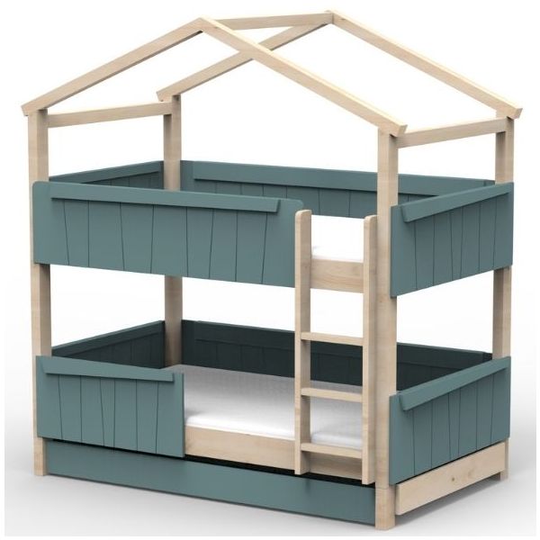 Star Light Convertible Bunk House Bed with Safety Rail and Trundle Bed 120 x 190 cm