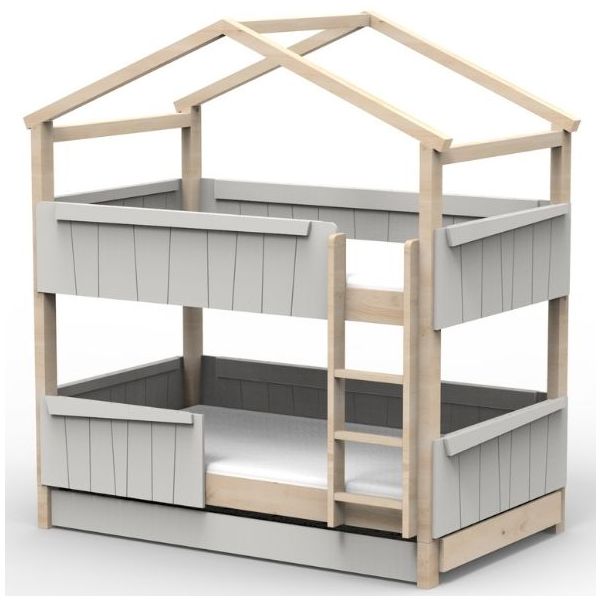Star Light Convertible Bunk House Bed with Safety Rail and Trundle Bed 120 x 190 cm