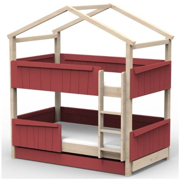 Star Light Convertible Bunk House Bed with Safety Rail and Trundle Bed 120 x 200 cm