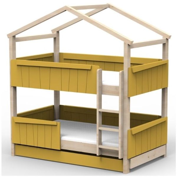 Star Light Convertible Bunk House Bed with Safety Rail and Trundle Bed 120 x 190 cm