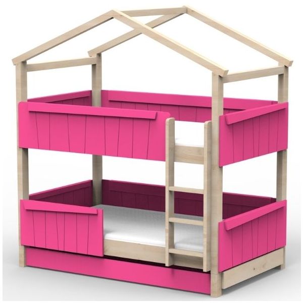 Star Light Convertible Bunk House Bed with Safety Rail and Trundle Bed 120 x 200 cm