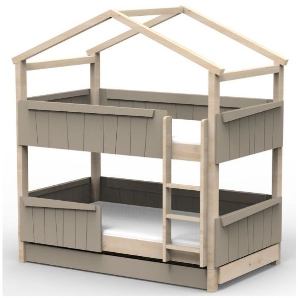 Star Light Convertible Bunk House Bed with Safety Rail and Trundle Bed 120 x 190 cm