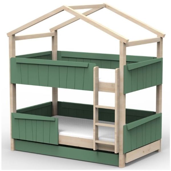 Star Light Convertible Bunk House Bed with Safety Rail and Trundle Bed 120 x 190 cm