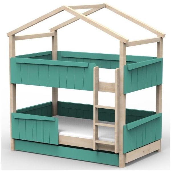 Star Light Convertible Bunk House Bed with Safety Rail and Trundle Bed 120 x 200 cm