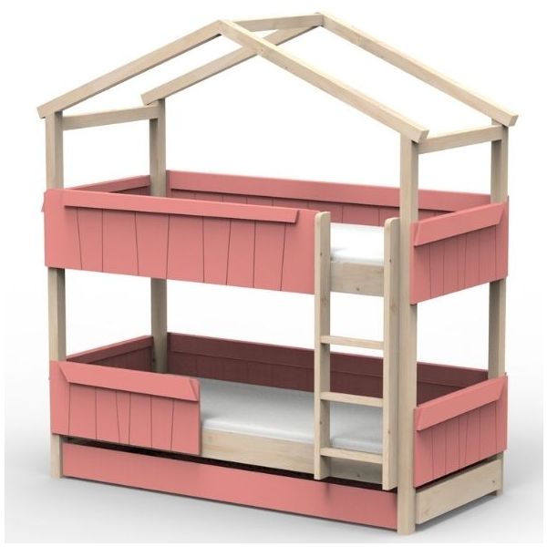 Star Light Convertible Bunk House Bed with Safety Rail and Trundle Bed 90 x 200 cm