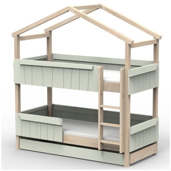 Star Light Convertible Bunk House Bed with Safety Rail and Trundle Bed 90 x 200 cm
