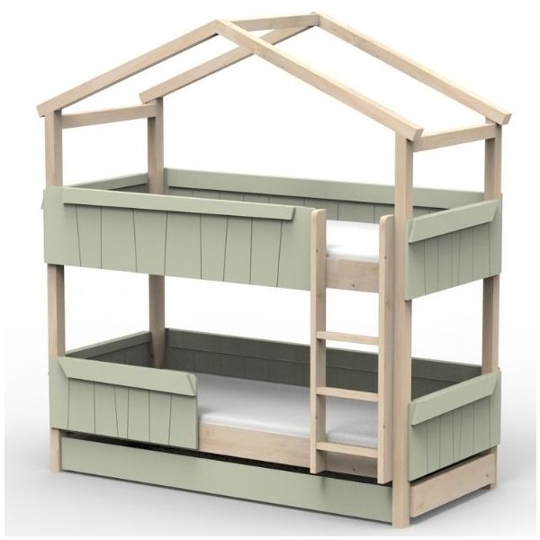 Star Light Convertible Bunk House Bed with Safety Rail and Trundle Bed 90 x 190 cm