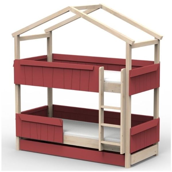 Star Light Convertible Bunk House Bed with Safety Rail and Trundle Bed 90 x 200 cm