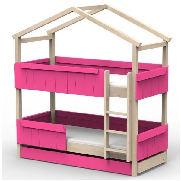 Star Light Convertible Bunk House Bed with Safety Rail and Trundle Bed 90 x 190 cm