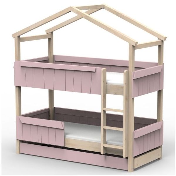 Star Light Convertible Bunk House Bed with Safety Rail and Trundle Bed 90 x 190 cm