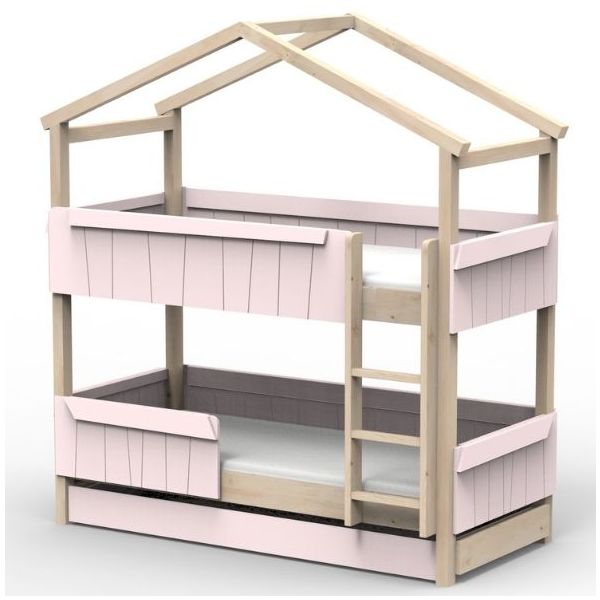 Star Light Convertible Bunk House Bed with Safety Rail and Trundle Bed 90 x 200 cm
