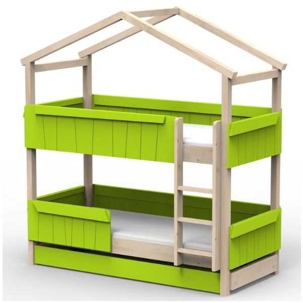 Star Light Convertible Bunk House Bed with Safety Rail and Trundle Bed 90 x 190 cm